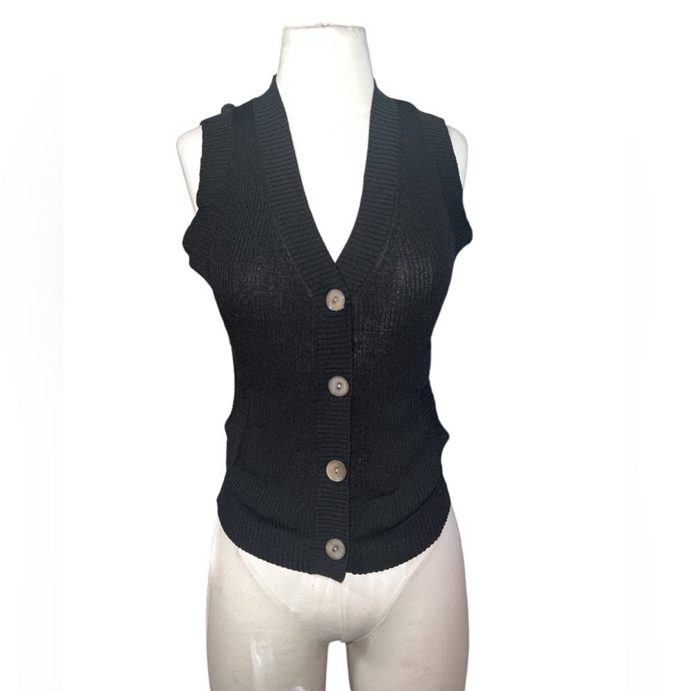 ☠️5/$20☠️ GEORGE | BUTTON DOWN V NECK RIBBED POCKETED CROPPED VEST